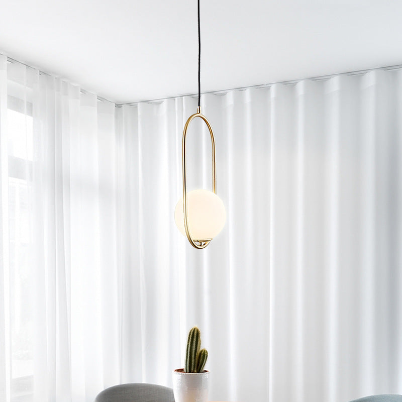 Valentina Minimalist Oval Golden & Black Frame Globe Pendant Light