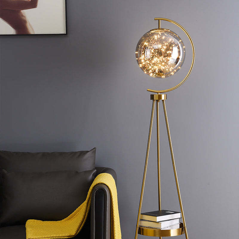 Kady Modern Starry Globe Glass Floor Lamp, Gold