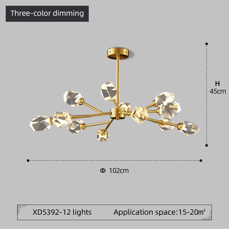 Kristy Luxurious Crystal Chandelier Living Room Golden