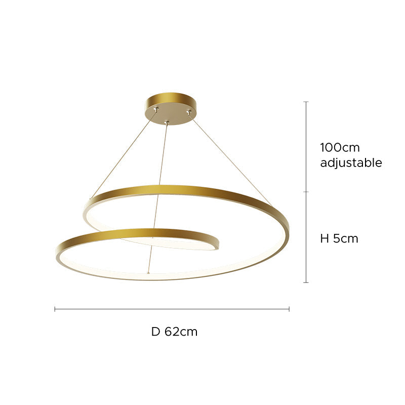 Arisha Pendant Light Curved Circle, Pure Copper