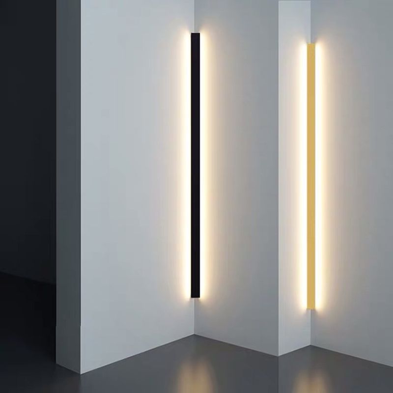 Edge Minimalist Linear Metal/Acrylic Wall Lamp, Gold/Black/White
