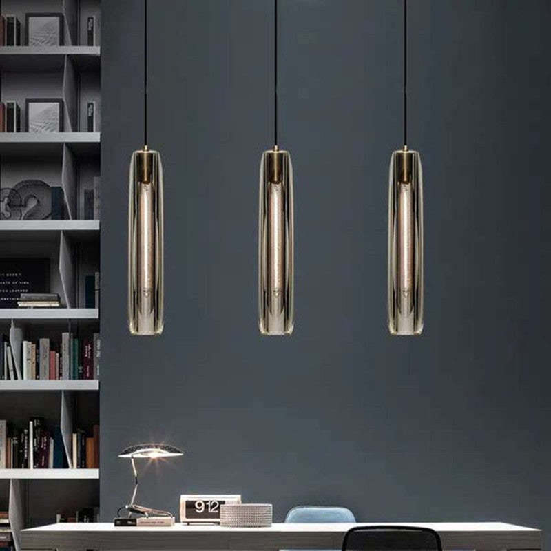 Sana Brass Designer LED Glass Pendant Lamp