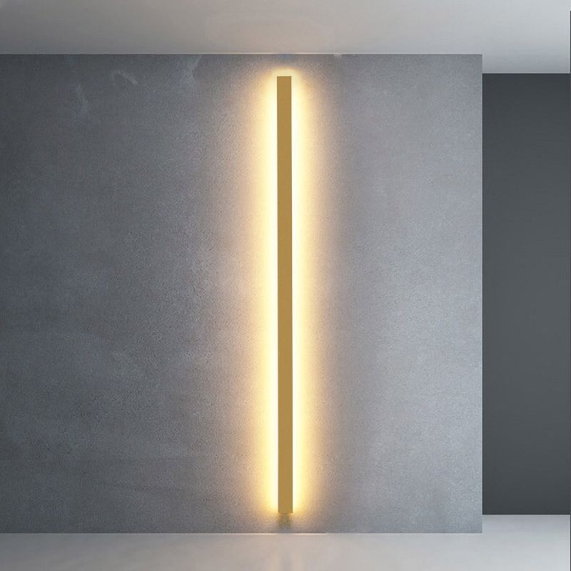 Edge Minimalist Linear Metal/Acrylic Wall Lamp, Gold/Black/White