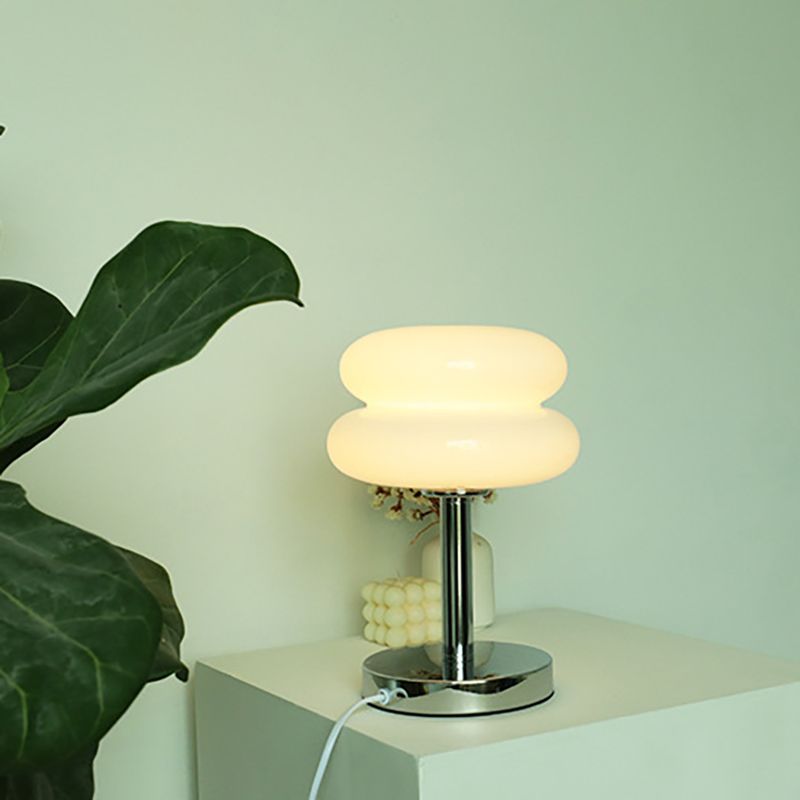 Morandi Nordic Round Metal/Glass Table Lamp, White/Beige/Pink