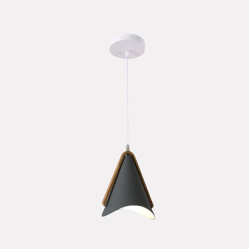 Morandi Modern Cone Pendant Light, Wood/Metal