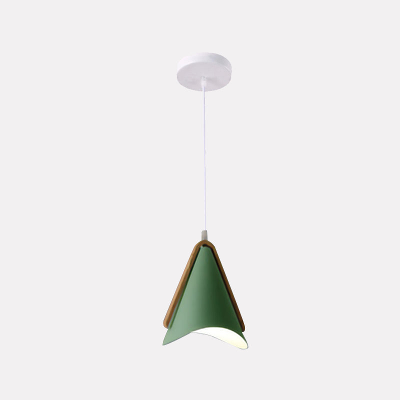 Morandi Modern Cone Pendant Light, Wood/Metal