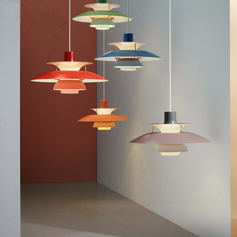 Morandi Art Decoration Modern Colorful Metal Frisbee Pendant Light