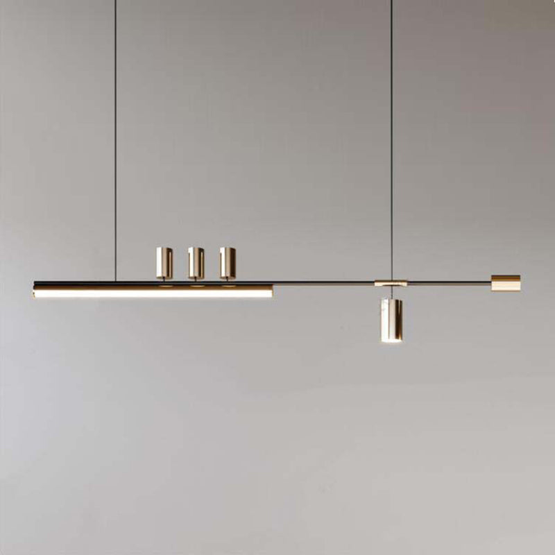 Edge Modern Minimalist Liner Metal/Acrylic Pendant Light, Gold/Black