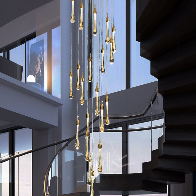 Hailie Modern Teardrop Crystal Chandelier, Gold