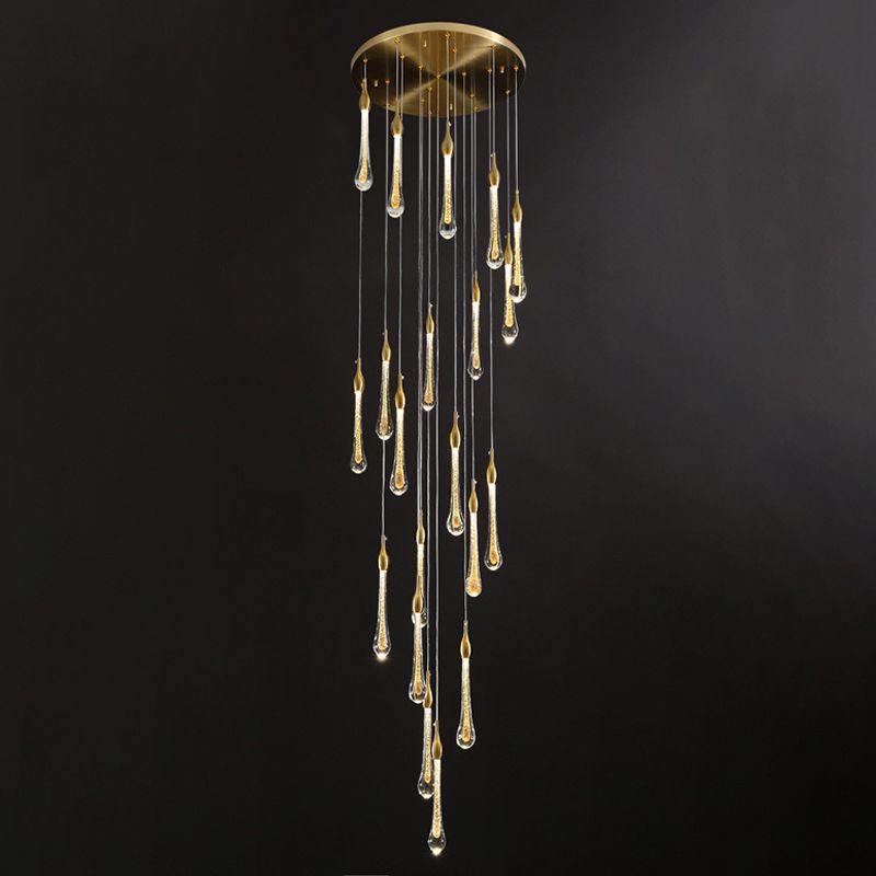 Hailie Modern Teardrop Crystal Chandelier, Gold