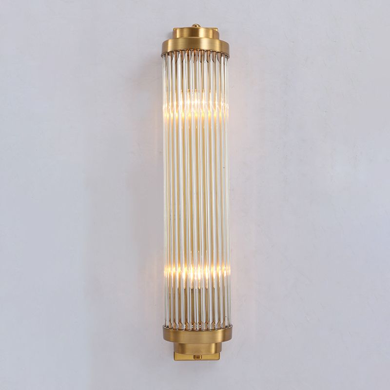 Orr Modern Cylindrical Metal/Crystal Wall Lamp, Gold