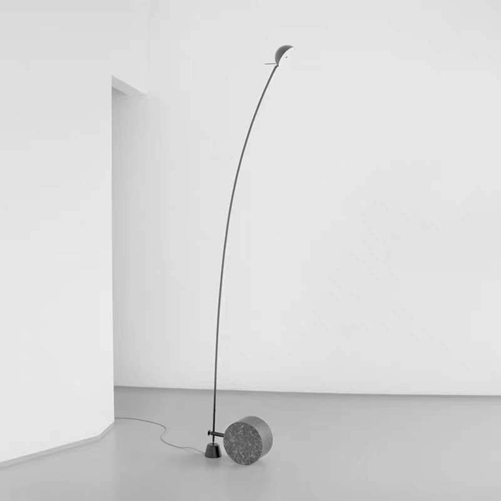Salgado Nordic Grey Arc LED Floor Lamp, Marble & Metal