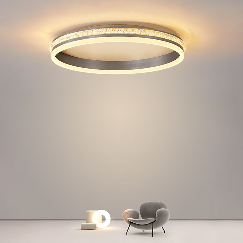 Quinn Modern Ring Metal/Acrylic Flush Mount Ceiling Lights, Silver