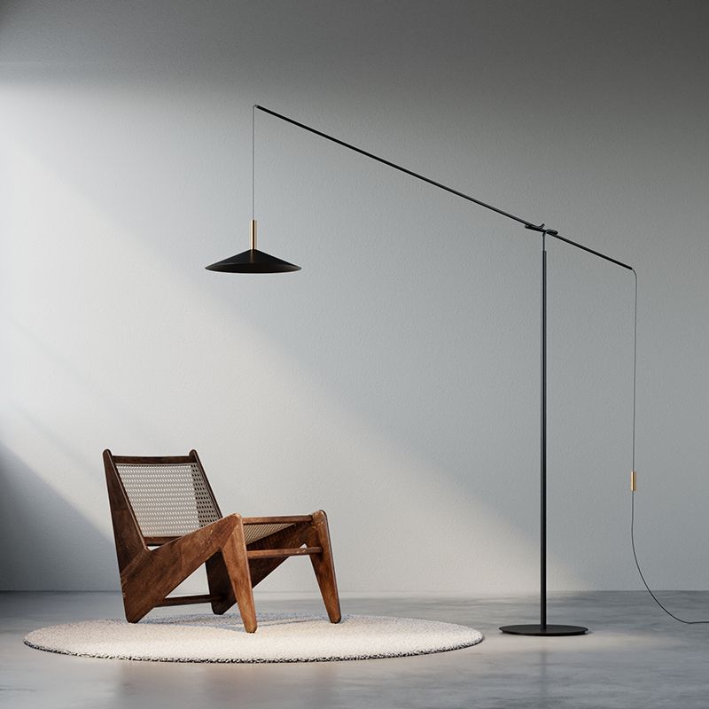 Carins Floor Lamp Italian Unique Modern, Metal Adjustable, Black, Living Room