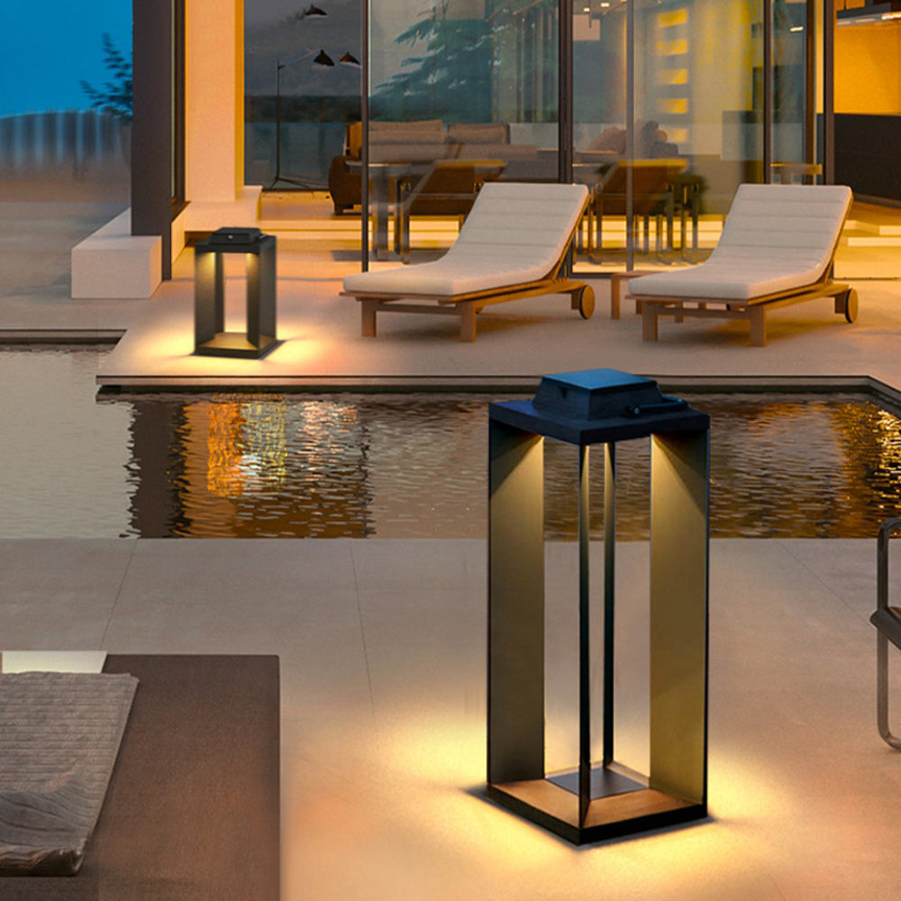 Orr Minimalist Cuboid Outdoor Floor Lamp, Hardwired, Black