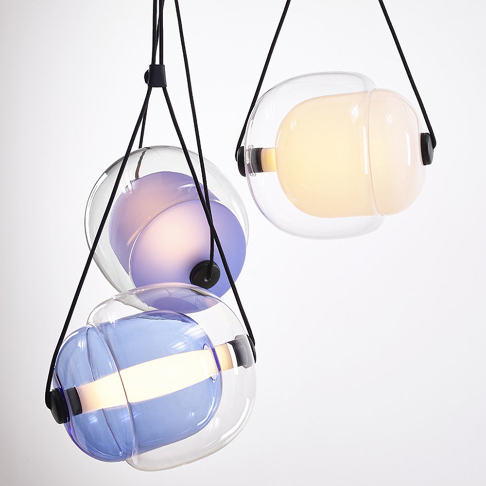 Hailie Modern Bubble Glass Pendant Light, Blue/Yellow/Pink/Smoky Grey/White/Clear