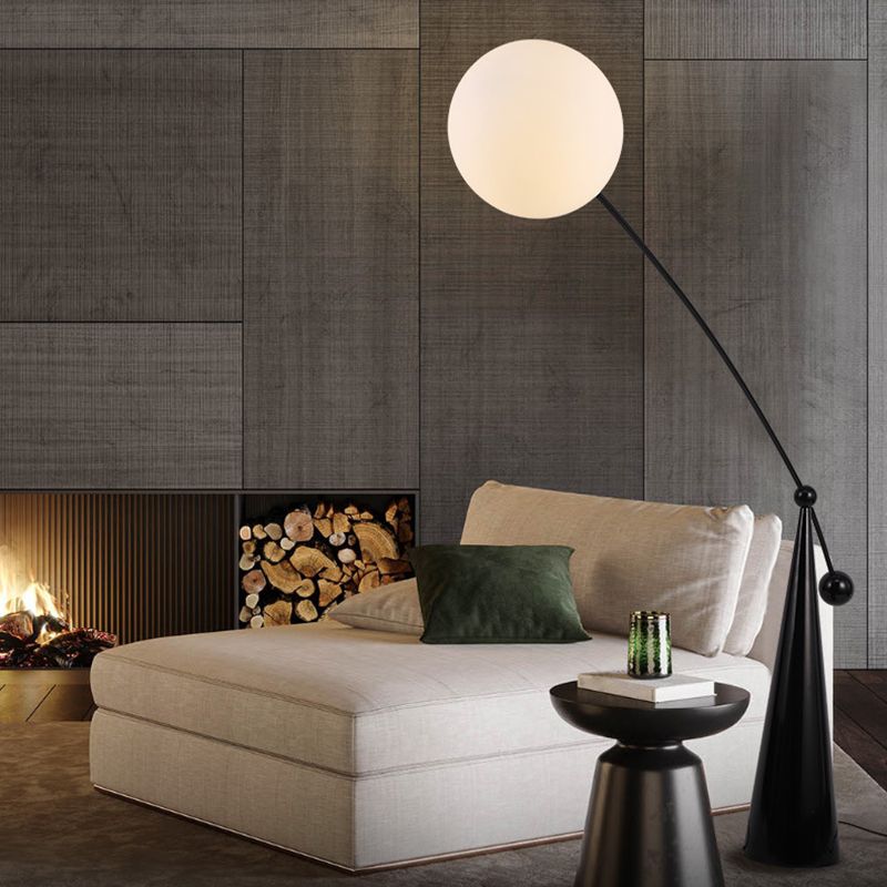 Valentina Floor Lamp Arc/Bubble Modern/Unique, Frosted Glass, White, Bedroom