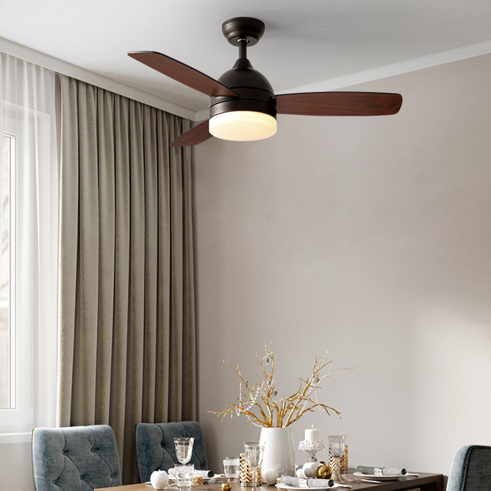 Haydn Modern Wood DC Ceiling Fan with Light, Black & White, 2 Color, 42''