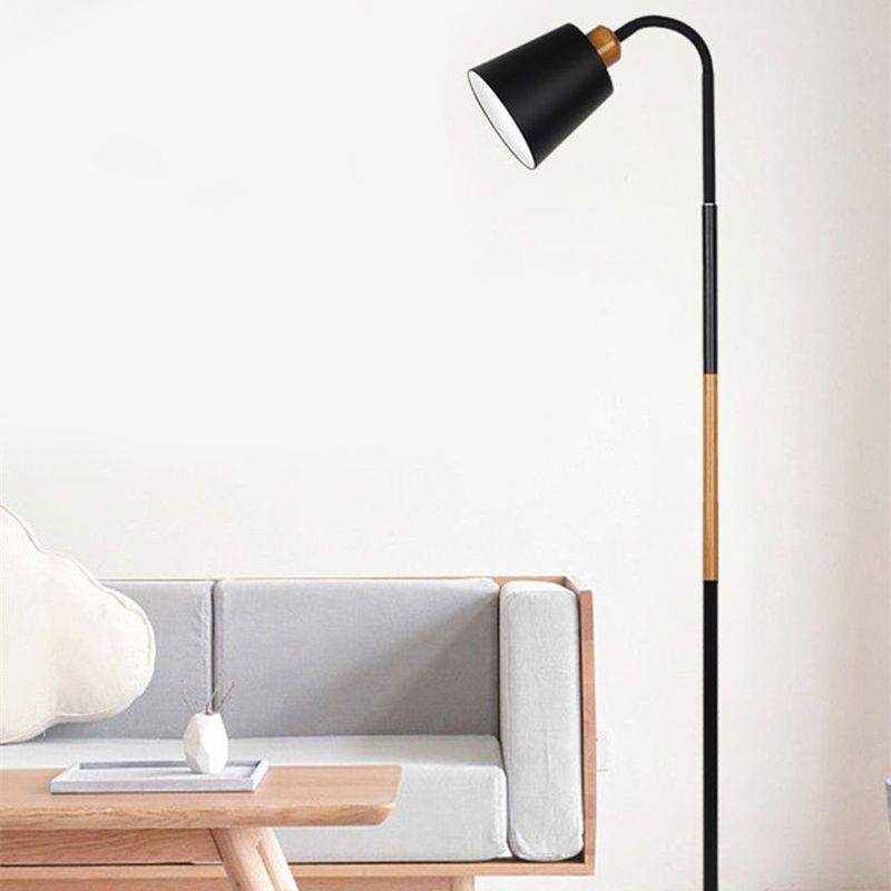 Eryn Floor Lamp Double Head Modern, Metal,Black/White, Bedroom