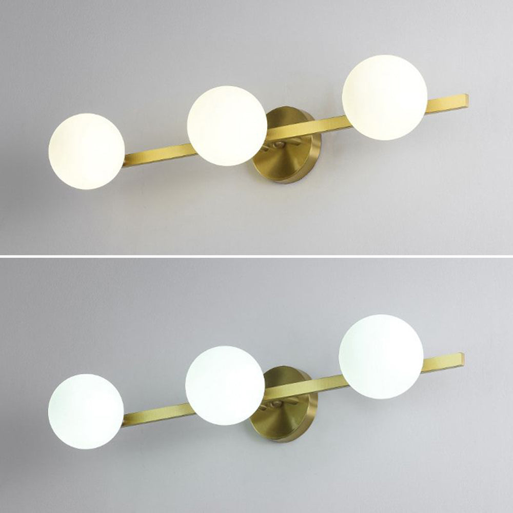 Valentina Retro Globe Linear Metal/Glass Wall Lamp, Gold, Bathroom