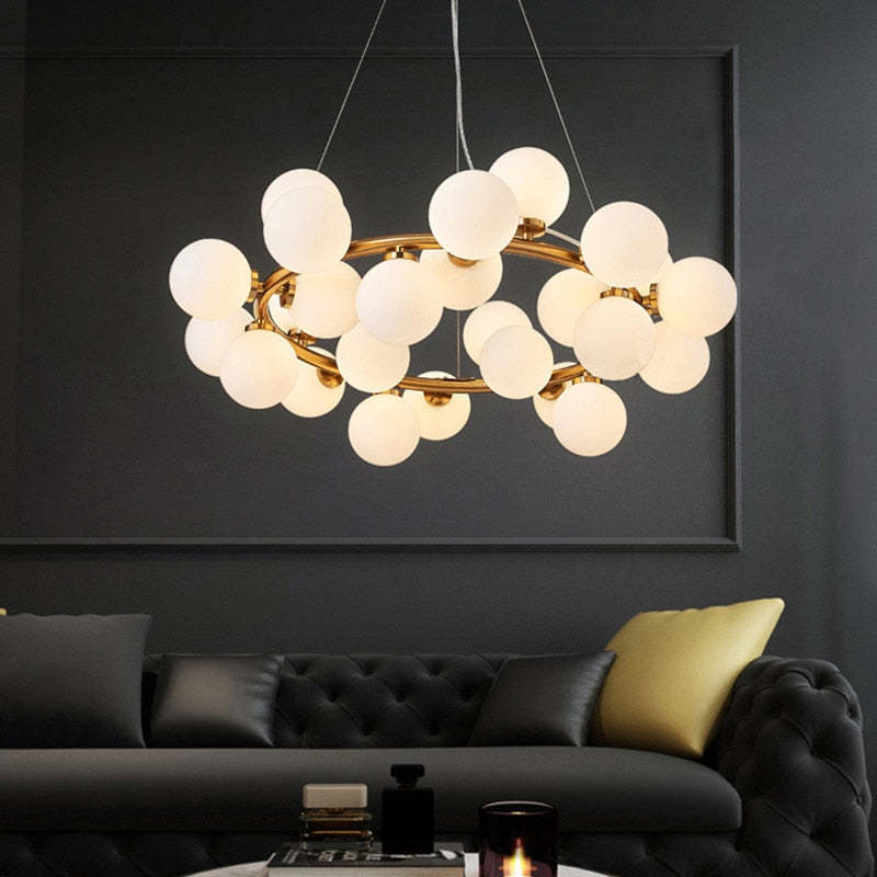 Valentina Bass Glass Bubble Golden Chandelier