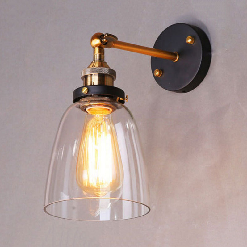 Brady Retro Vintage Wall Mounted Lamp, Metal & Glass