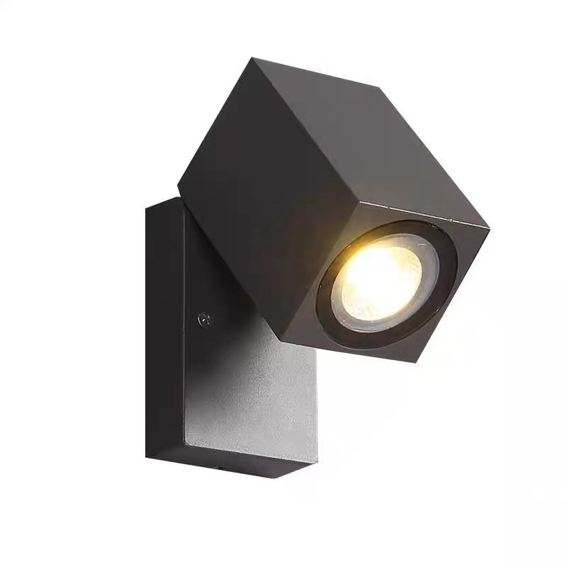 Orr Modern Outdoor Rotatable Metal Spotlight Wall Lamp, Black