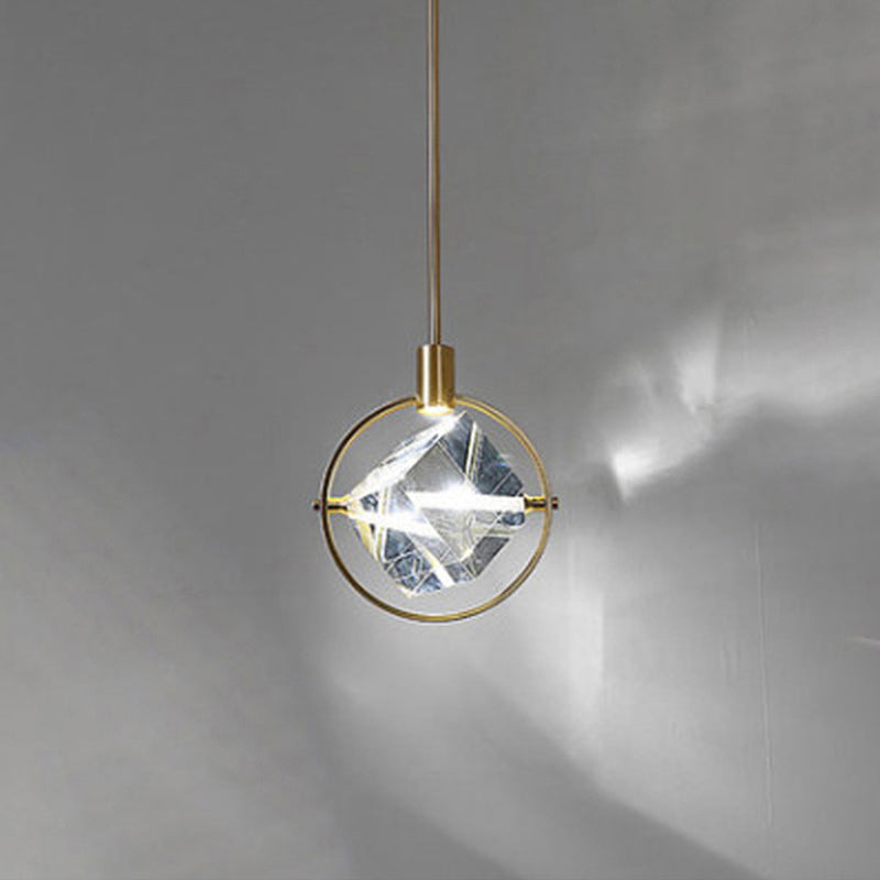 Kristy Modern Luxury Geometry Metal/Crystal Pendant Light, Gold