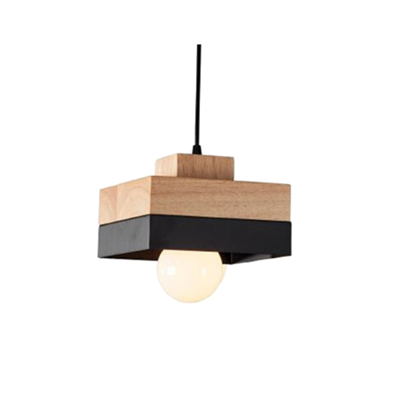 Morandi Minimalist Black & White Wood Geometric Pendant Light