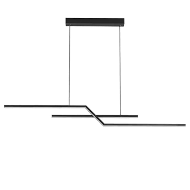 Louise Parallel Fold Linear Pendant Light, Black/Gold, Living Room