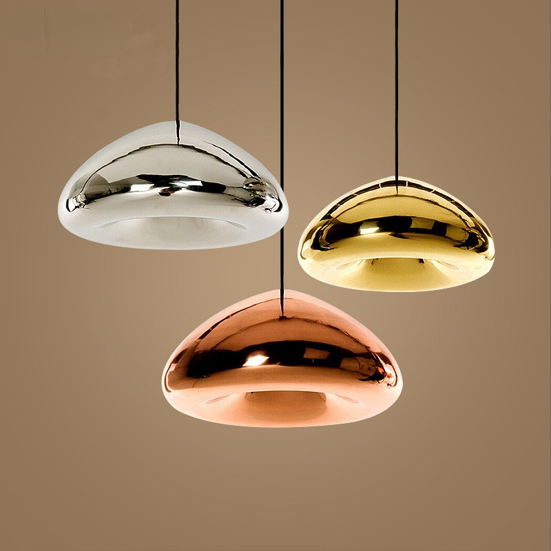 Morandi Modern Bread Shape Glass/Metal Pendant Light, 3 Colours