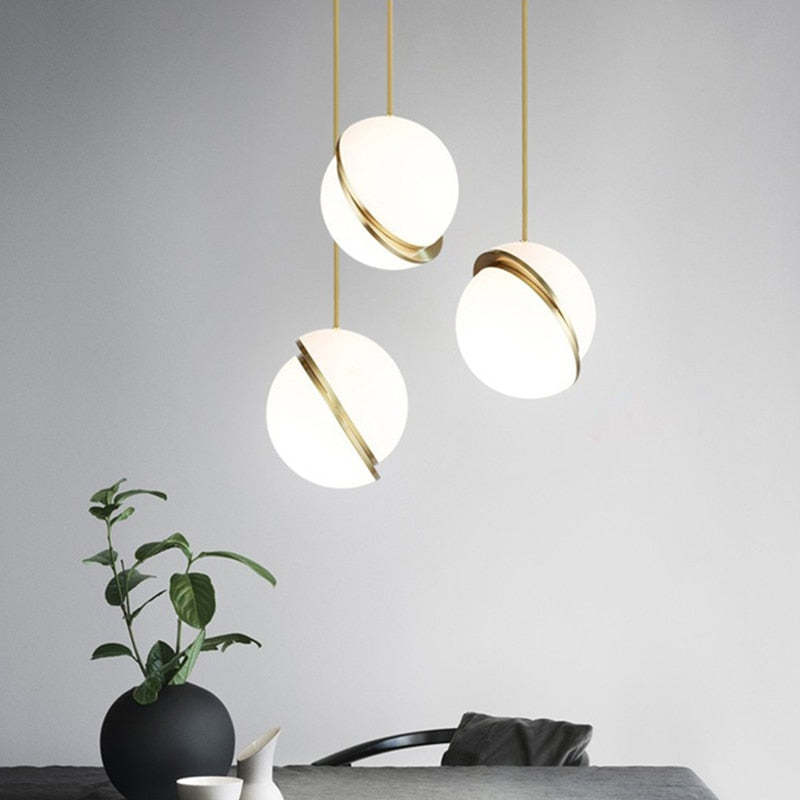 Valentina Simple Pendant Light, Gold & White