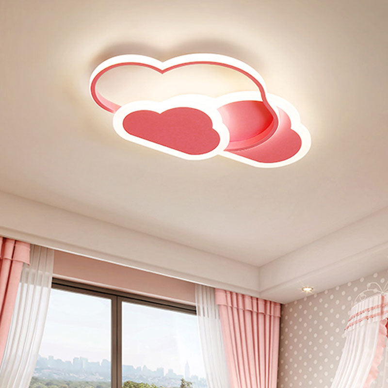Quinn Modern Ceiling Light Hollow, Cloud Shape, White/Pink