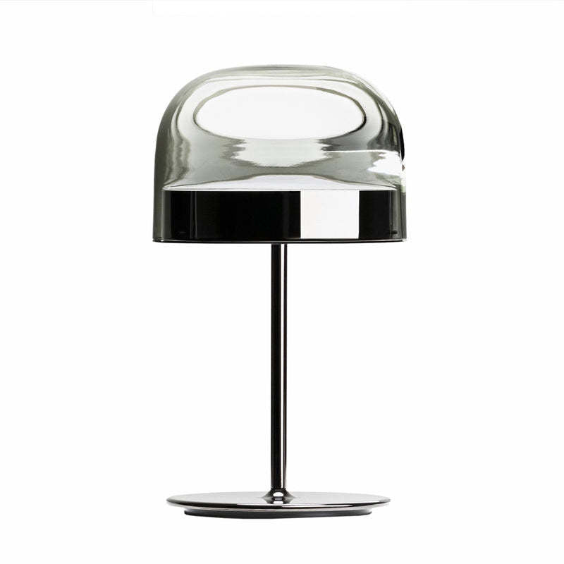 Hailie Minimalist Mushroom Glass/Metal Table Lamp, Black/Rose Gold