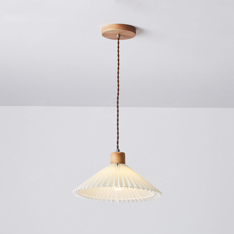 Ozawa Pendant Light Umbrella Shape Art, Wood, White, Bedroom