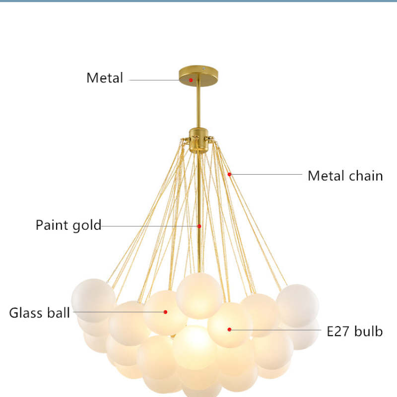 Valentina Glass Globe Pendant Light Bubble, Gold/Black