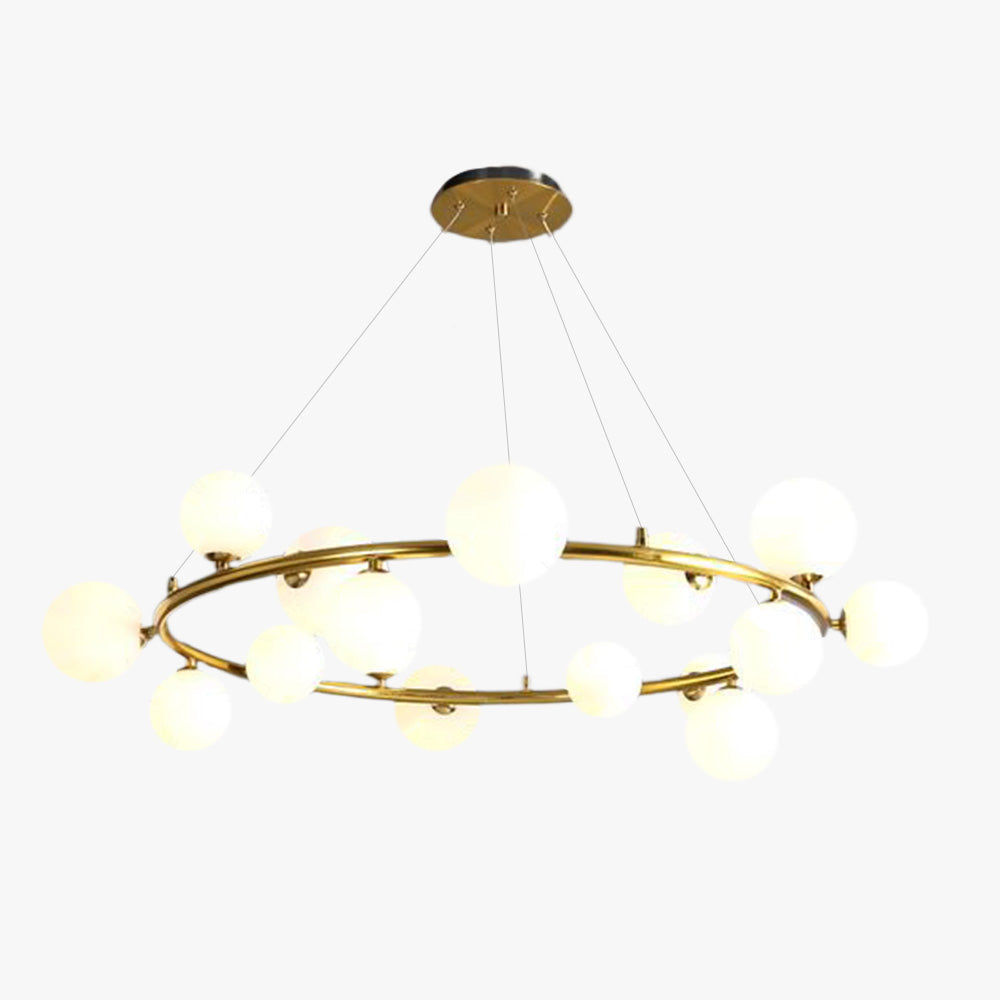 Valentina Modern Glass Globe Ring Chandelier, Gold/Black