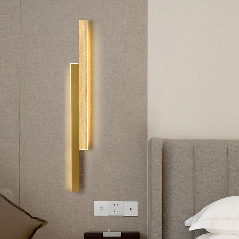 Ozawa Designer Duo-linear Wooden Wall Lamp, Brown/Wood