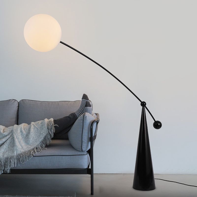 Valentina Floor Lamp Arc/Bubble Modern/Unique, Frosted Glass, White, Bedroom