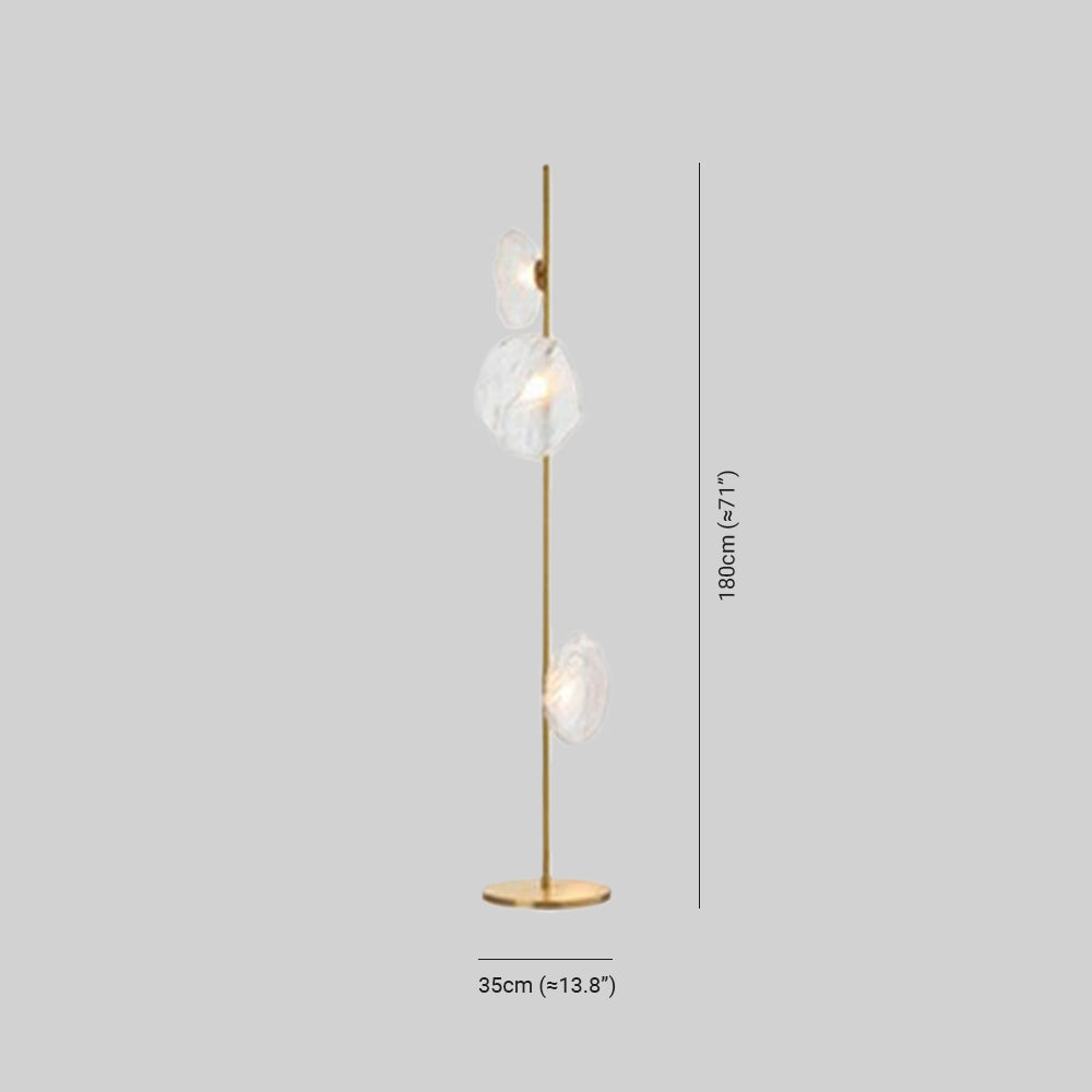 Byers Luxury Flower Metal/Glass Floor Lamp, Black/Gold/Grey