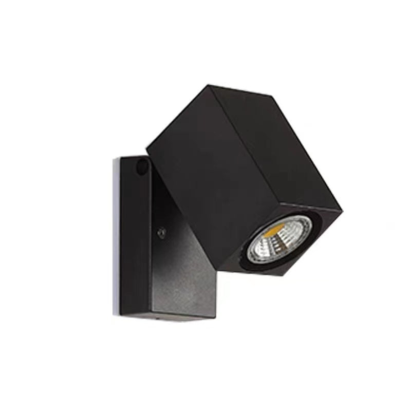 Orr Modern Outdoor Rotatable Metal Spotlight Wall Lamp, Black