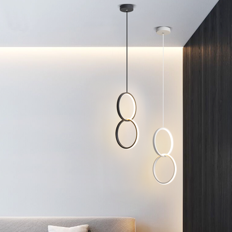 Nyla Modern LED Pendant Light Black/White Metal Living Room