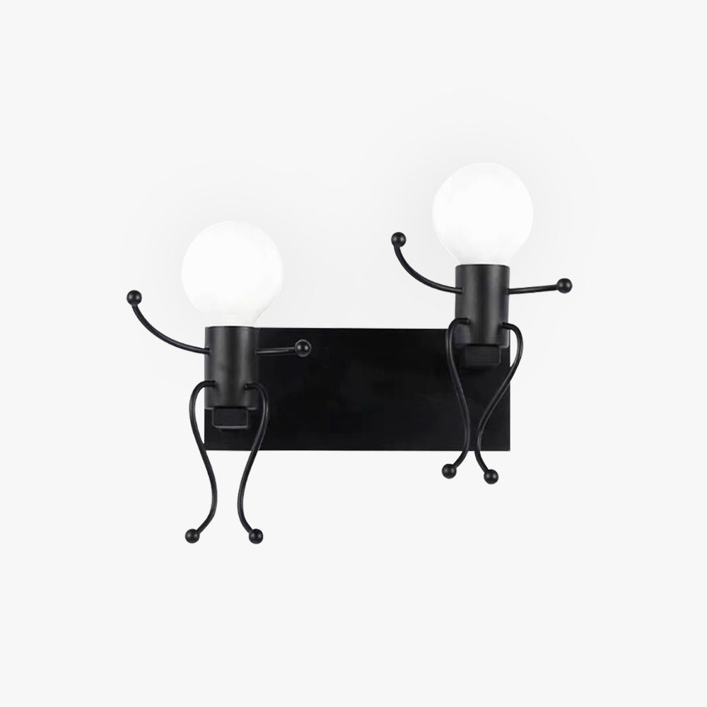 Luxo Modern Decorative Man Metal Wall Lamp, White/Black