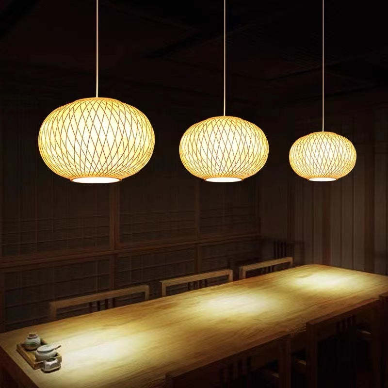 Rattan Handmade Bamboo Vintage Hanging Light Pendant Light