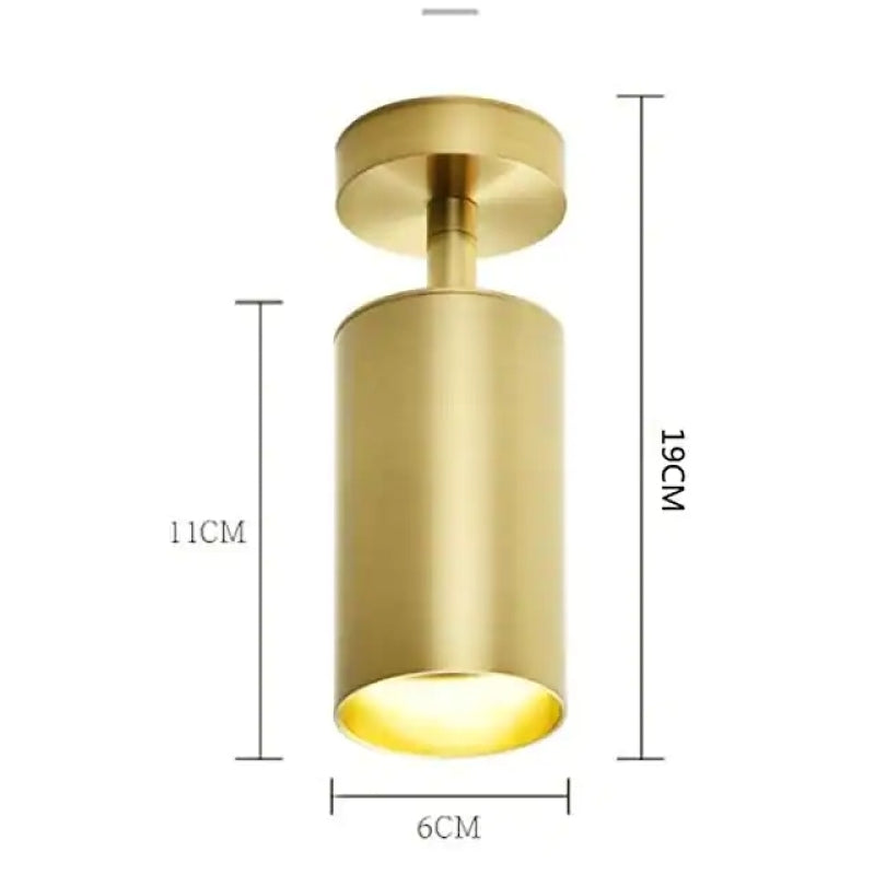 Freja Moderno Gold Cylinder Spotlight Background Flush Mount Ceiling Light, Metal