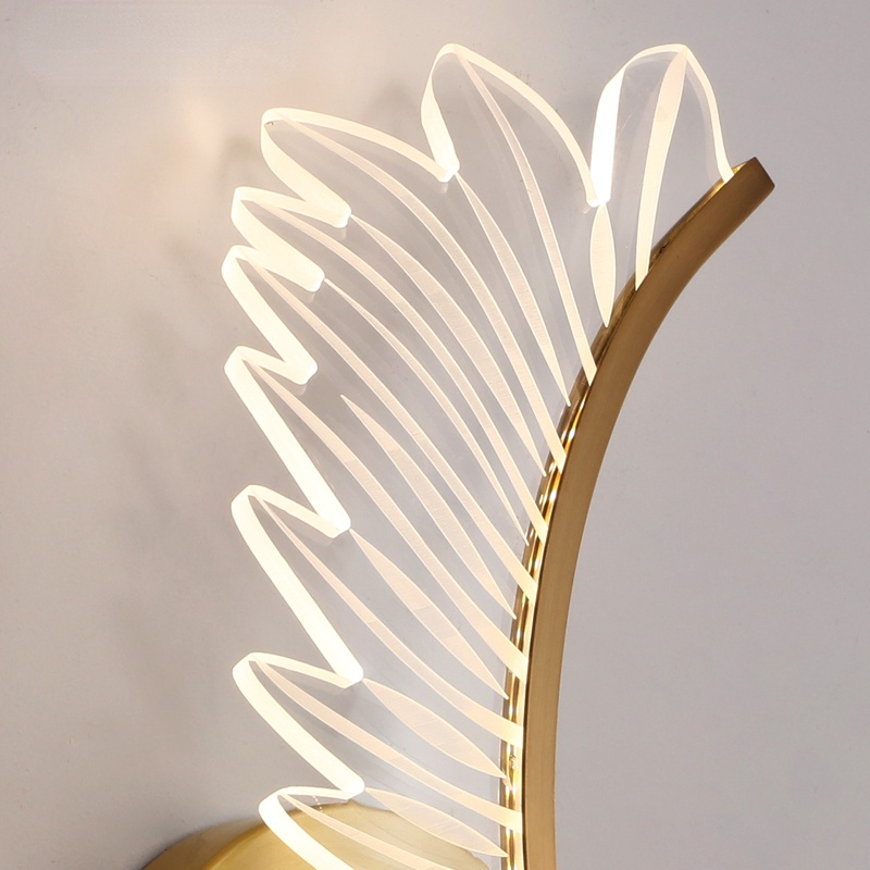 Kristy Modern Gold Feather Wall Lamp, 3 Style