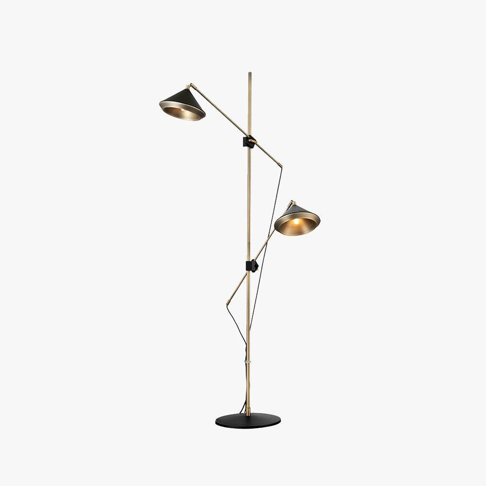 Carins Vintage Metal Tall Standing Floor Lamp, Black/Brass