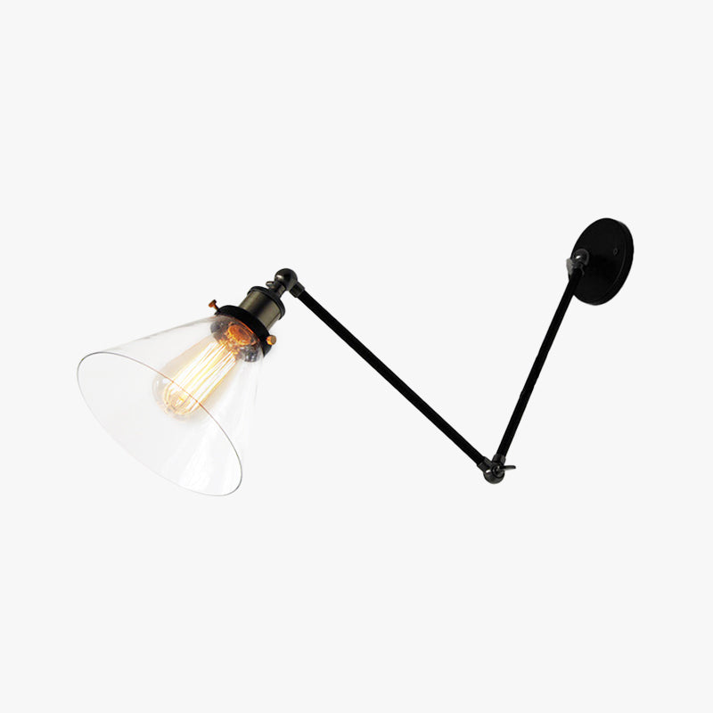 Brady Industial Metal/Glass Adjustable Wall Lamp, Black/Gold