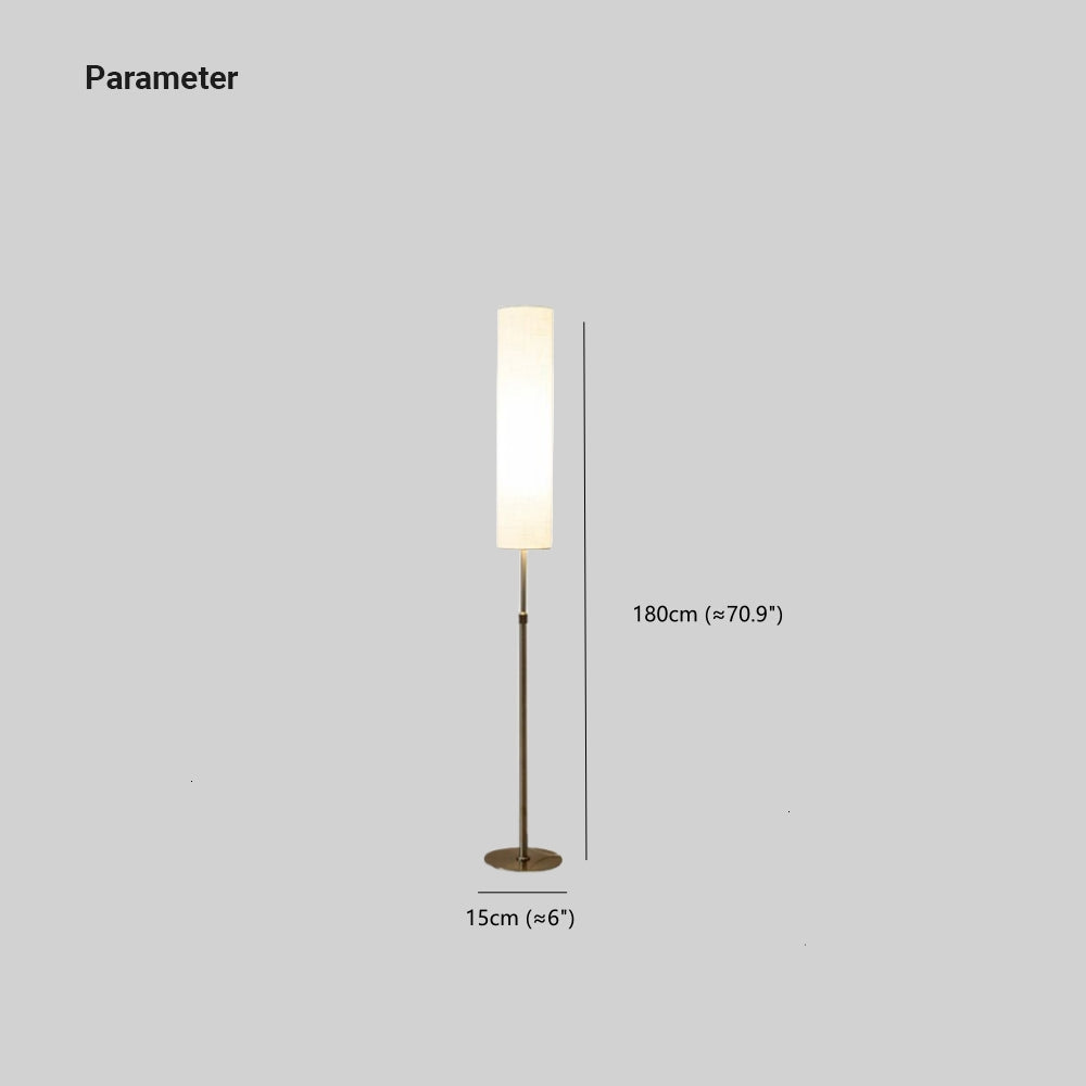 Eryn Minimalist Metal and Fabric Cylindrical White Floor Lamp