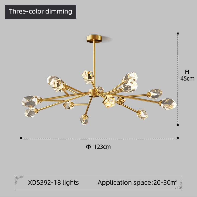 Kristy Luxurious Crystal Chandelier Living Room Golden